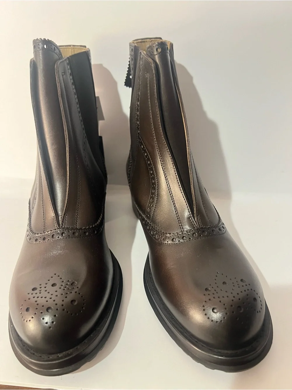 Zara NWT Men’s Limited Edition Leather Brogue Chelsea Boots Brown US 11